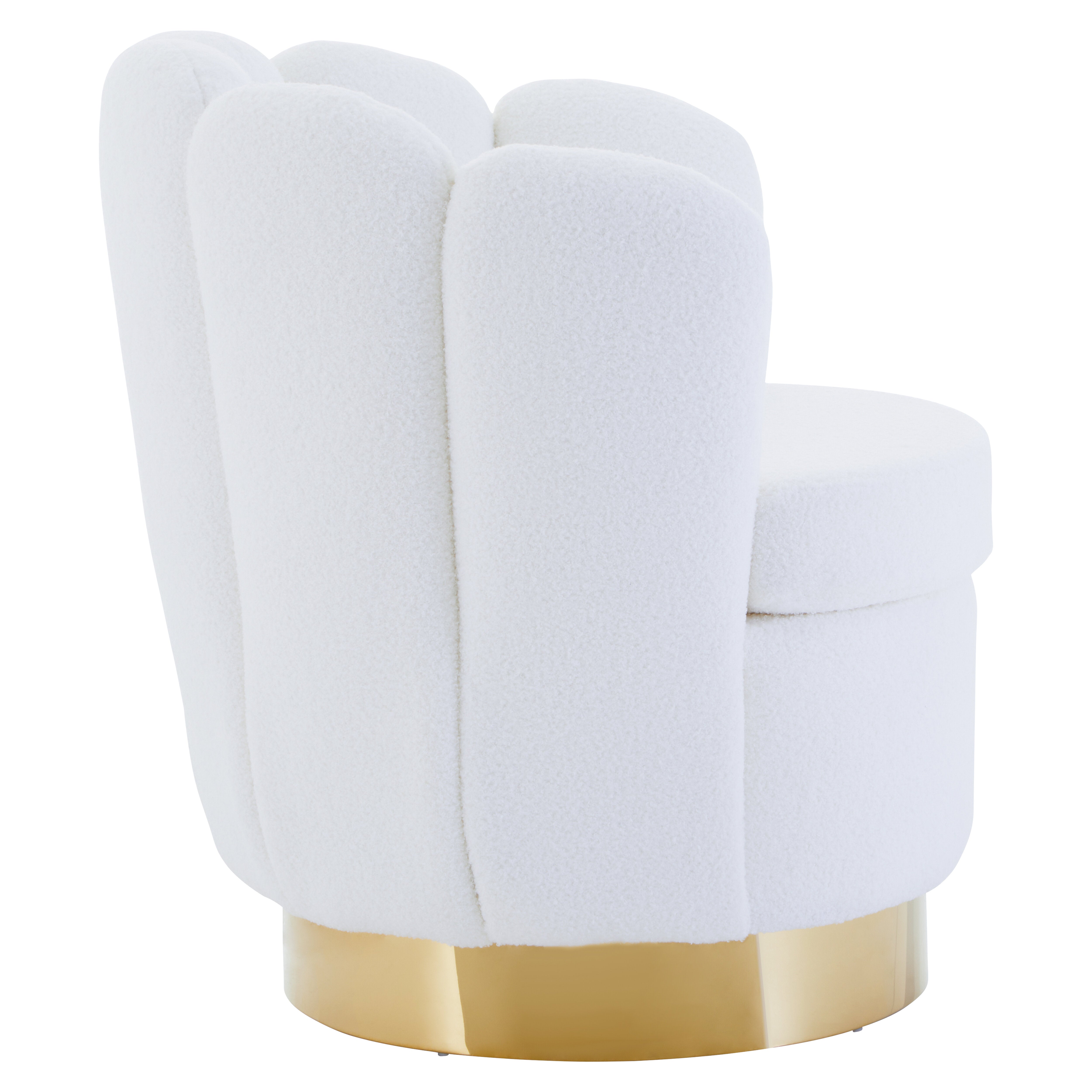 Alcoa Off White Velvet & Gold Shell Armchair